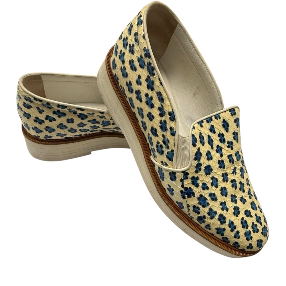 Mauro Grifoni Women’s animal print loafers Cream/Blue size EU36